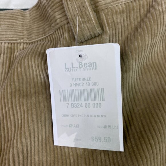 LL Bean Country Corduroy Pants Men's 40 x 32 Khaki Pleated Comfort Waist - Picture 4 of 16